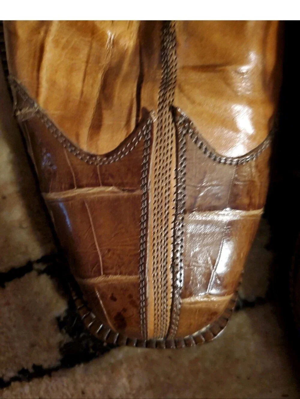 Belvedere Ostrich Leather Men's Brown Two-Tone Leather Dress Oxfords 11.5M